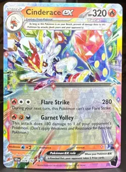 Pokemon TCG Cinderace ex 028/142 Sv07: Stellar Crown Double Rare Holo Card - Image 1