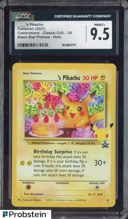 2021 Pokemon Celebrations Classic BSP #24 __'S Pikachu Holo CGC 9.5 - Image 1