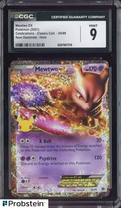 2021 Pokemon Celebrations Classic Next Destinies #54 Mewtwo EX CGC 9 MINT - Image 1