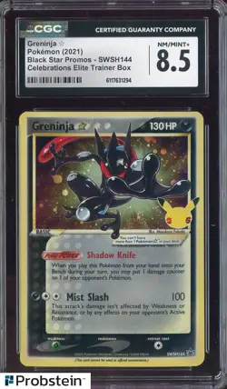 2021 Pokemon BSP Celebrations ETB #SWSH144 Greninja Gold Star CGC 8.5 - Image 1