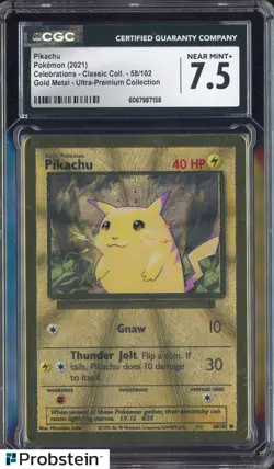 2021 Pokemon Celebrations UPC Gold Metal #58 Pikachu CGC 7.5 NM+ - Image 1