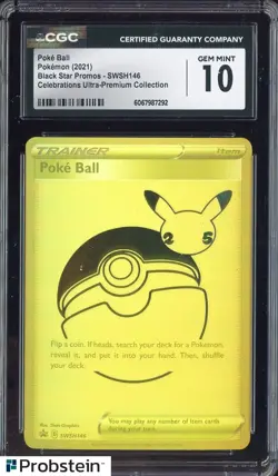 2021 Pokemon BSP Celebrations UPC #SWSH146 Poke Ball CGC 10 GEM MINT - Image 1