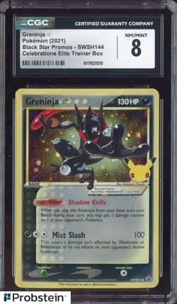 2021 Pokemon BSP Celebrations ETB #SWSH144 Greninja Gold Star CGC 8 - Image 1