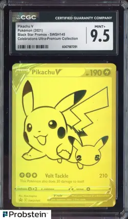 2021 Pokemon BSP Celebrations UPC #SWSH145 Pikachu V CGC 9.5 MINT+ - Image 1