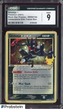 2021 Pokemon BSP Celebrations ETB #SWSH144 Greninja Gold Star CGC 9 - Image 1