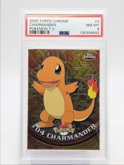 CHARMANDER 2000 TOPPS CHROME POKEMON TV ANIMATION EDITION #04 PSA 8 Q2371 - Image 1
