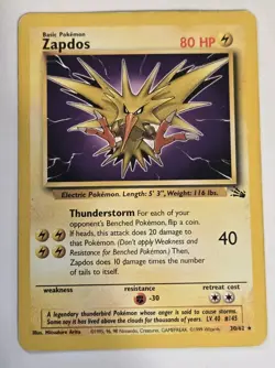 Pokemon TCG Zapdos 30/62 Fossil Non Holo Rare - Image 1