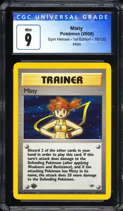 2000 Misty Pokemon Gym Heroes: 1st Edition 18/132 Holo CGC 9 - Image 1
