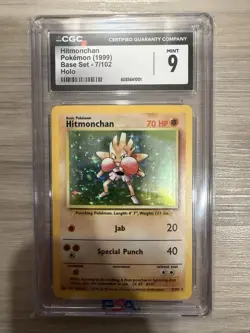1999 Pokemon Hitmonchan CGC 9 Mint Holo #7 Base Set - Image 1