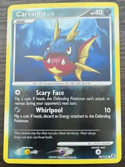 Carvanha 58/111 Pokemon TCG Platinum Rising Rivals Reverse Holo MINT NM - Image 1