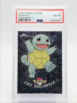 SQUIRTLE 2000 TOPPS CHROME POKEMON TV ANIMATION EDITION #07 PSA 8 Q2371 - Image 1