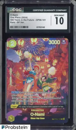 2024 One Piece 500 Years in the Future OP06-101 O-Nami Rare SP CGC 10 - Image 1