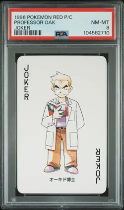 1996 Pokemon Red Playing Cards Joker Professor Oak PSA 8 NM-MT - Image 1