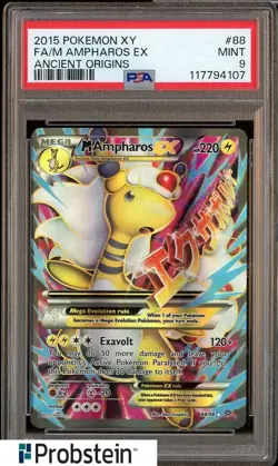 2015 Pokemon XY Ancient Origins #88 FA/M Ampharos Ex PSA 9 MINT - Image 1