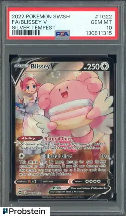 2022 Pokemon SWSH Silver Tempest #TG22 FA/ Blissey V PSA 10 GEM MINT - Image 1