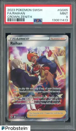 2023 Pokemon SWSH Crown Zenith #GG65 FA/ Raihan PSA 9 MINT - Image 1