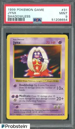 1999 Pokemon Game Shadowless #31 Jynx PSA 9 MINT - Image 1
