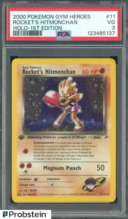 2000 Pokemon Gym Heroes 1st Edition #11 Rocket's Hitmonchan Holo PSA 3 VG - Image 1