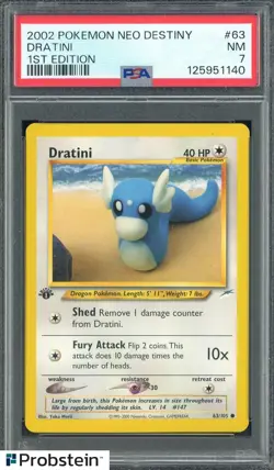 2002 Pokemon Neo Destiny 1st Edition #63 Dratini PSA 7 NM - Image 1