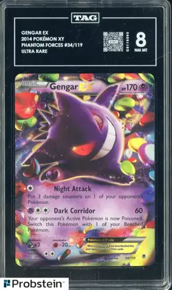 2014 Pokemon XY Phantom Forces #34/119 Gengar EX Ultra Rare TAG 8 - Image 1