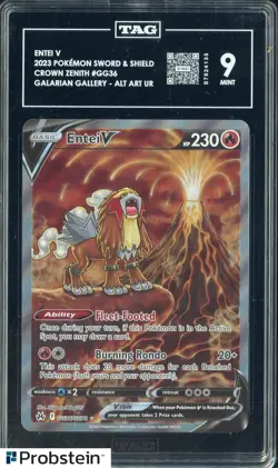 2023 Pokemon Sword & Shield Crown Zenith #GG36 Entei V Galarian Gallery TAG 9 - Image 1