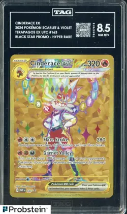 2024 Pokemon Scarlet & Violet Black Star Promo Hyper Rare Cinderace EX TAG 8.5 - Image 1