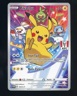 Pokemon Indonesia TCG Pikachu KFC Stamp Promo 016/S-P - Image 1