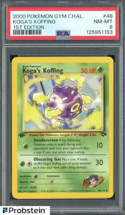 2000 Pokemon Gym Challenge 1st Edition #48 Koga's Koffing PSA 8 NM-MT - Image 1