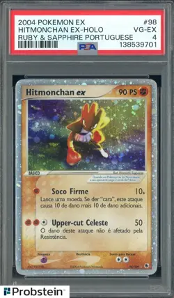 2004 Pokemon EX Ruby & Sapphire Portuguese #98 Hitmonchan EX Holo PSA 4 - Image 1