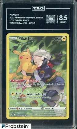 2022 Pokemon Sword & Shield Lost Origin Pikachu Trainer Gallery Holo TAG 8.5 - Image 1