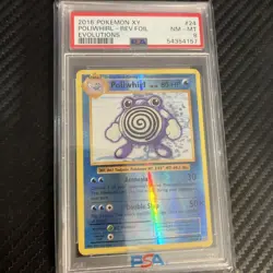Poliwhirl 2016 XY Evolutions Reverse Holo Foil Pokemon Card #24/108 PSA 8 - Image 2