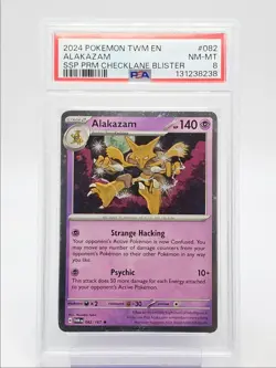ALAKAZAM 2024 POKEMON TWILIGHT MASQUERADE PREMIUM RARE HOLO PSA 8 Q2371 - Image 1