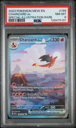 2023 POKEMON MEW EN-151 SPECIAL ILLUSTRATION RARE #199 CHARIZARD EX PSA 8 - Image 1
