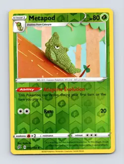 SWSH02: Rebel Clash #002/192 Metapod Reverse Holo Pokemon - Image 1