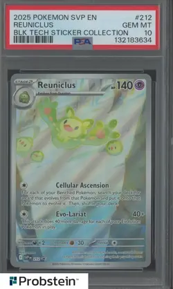 2025 Pokemon SVP EN Blk Tech Sticker Collection #212 Reuniclus PSA 10 GEM - Image 1