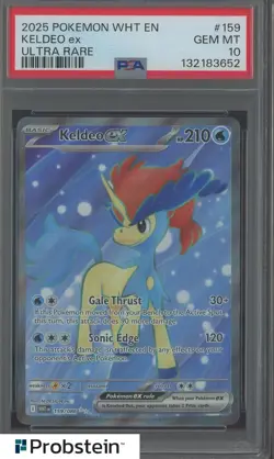 2025 Pokemon WHT EN #159 Ultra Rare Keldeo Ex PSA 10 GEM MINT - Image 1