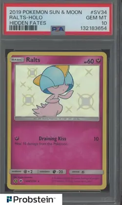 2019 Pokemon Sun & Moon Hidden Fates #SV34 Ralts Holo PSA 10 GEM MINT - Image 1