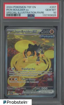 2024 Pokemon TEF EN Special Illustration Rare #207 Iron Boulder Ex PSA 10 - Image 1