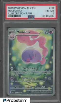 2025 Pokemon BLK EN Illustration Rare #117 Musharna PSA 8 - Image 1