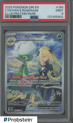 2025 Pokemon SV Destined Rivals DRI EN Cynthia's Roserade #184/182 PSA 9 - Image 1