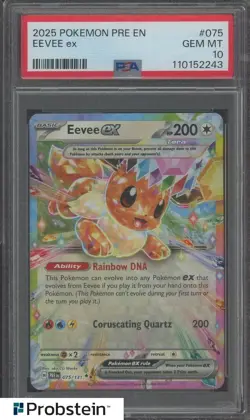 2025 Pokemon PRE EN #075 Eevee Ex PSA 10 GEM MINT - Image 1