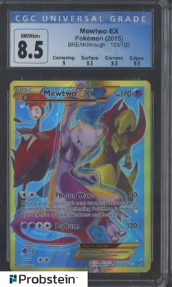 2015 Pokemon Breakthrough #163/162 Mewtwo Ex CGC 8.5 NM-MT+ - Image 1