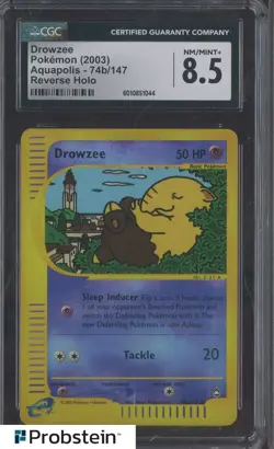 2003 Pokemon Aquapolis #74b/147 Drowzee Reverse Holo CGC 8.5 NM-MT+ - Image 1