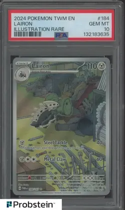 2024 Pokemon TWM EN Illustration Rare #184 Lairon PSA 10 GEM MINT - Image 1
