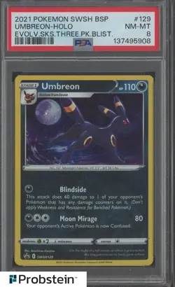 2021 Pokemon SWSH BSP Evolving Skies 3 Blister #129 Umbreon Holo PSA 8 - Image 1