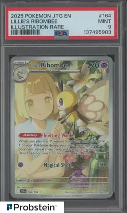 2025 Pokemon JTG EN Illustration Rare #164 Lillie's Ribombee PSA 9 MINT - Image 1