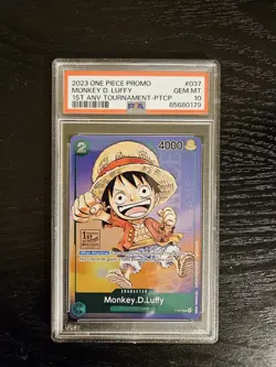 2023 ONE PIECE PROMOS 1ST ANV TOURNAMENT-PARTICIPATION MONKEY D. LUFFY PSA 10 - Image 1