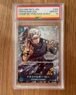 One Piece Card PSA10 Trafalgar Law ST03-008 2022 Japanese - Image 1