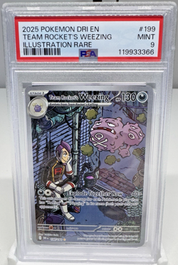 Team Rocket’s Weezing 199/182 PSA 9 – Illustration Rare Destined Rivals Pokemon - Image 1