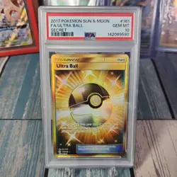 Pokemon TCG Ultra Ball 161/149 Sun & Moon SM Base Set Secret Rare PSA 10 - Image 1